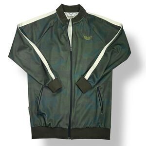 Size Ups Camo Green Track Jacket Sporty Bomber Athletic‎ Sweatshirt Men's Medium